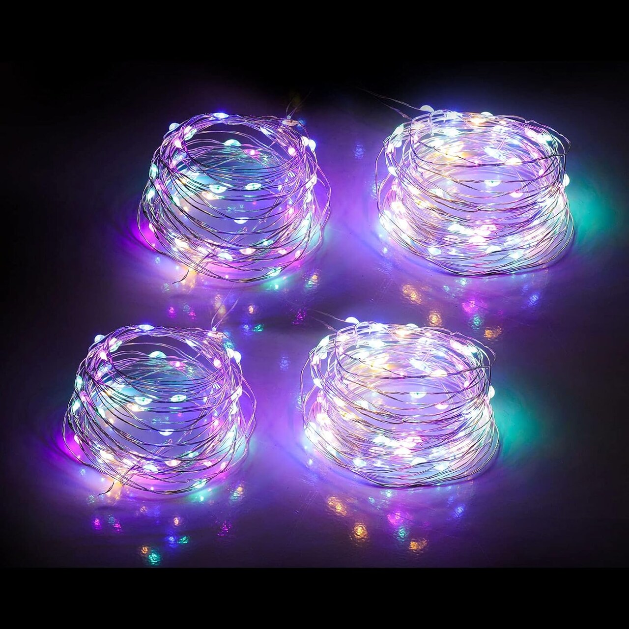 4 Pack Fairy Lights Battery Operated, String Lights 10ft 30 LEDs, Flashing and Constant Light Mode, Silver Wire Mini Lights for Festival, Christmas Decoration